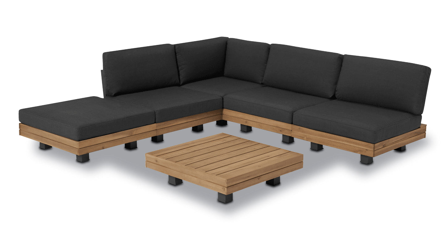 Set angolare componibile Celenza con tavolino da caffè