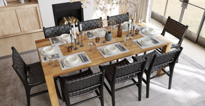 Sedia da pranzo Banda in teak e pelle