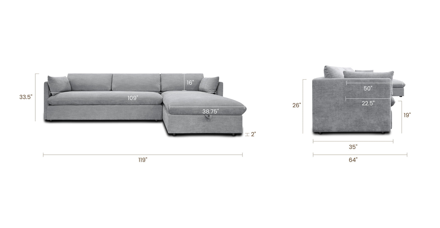 Divano letto componibile Argos con letto a destra