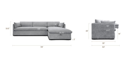 Divano letto componibile Argos con letto a destra