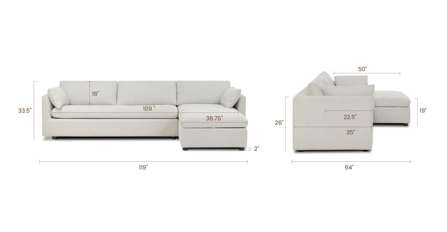 Divano letto componibile Argos con letto a destra