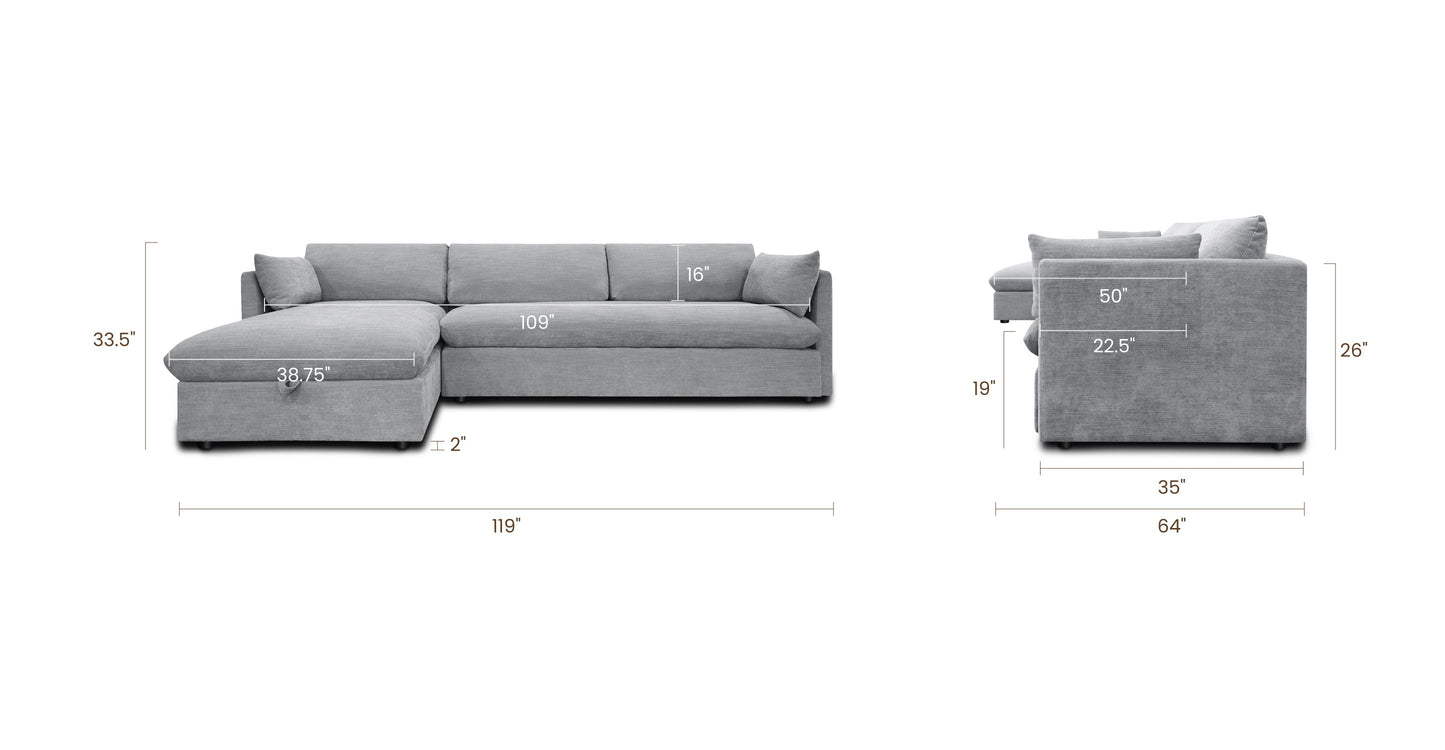 Divano letto componibile Argos con letto rivolto a sinistra