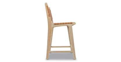 Sgabello da bar Banda in teak e pelle